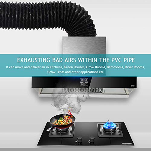 LOOTICH PVC Alu Flexrohr Ø153mm Länge 2.5m Abluftschlauch Flexibel Luftleitungen Rohr Flexschlauch für Badezimmer Küche Hydroponik HVAC Lüftung 2 Stück Schlauchschelle Edelstahl Schwarz
