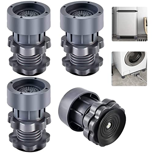 4Pcs Patas Lavadora Antivibracion, Universal Antivibracion Lavadora, 7-10cm Ajustable Soporte Lavadora Secadora, Antivibración, Antideslizantes, Cancelación de Ruido