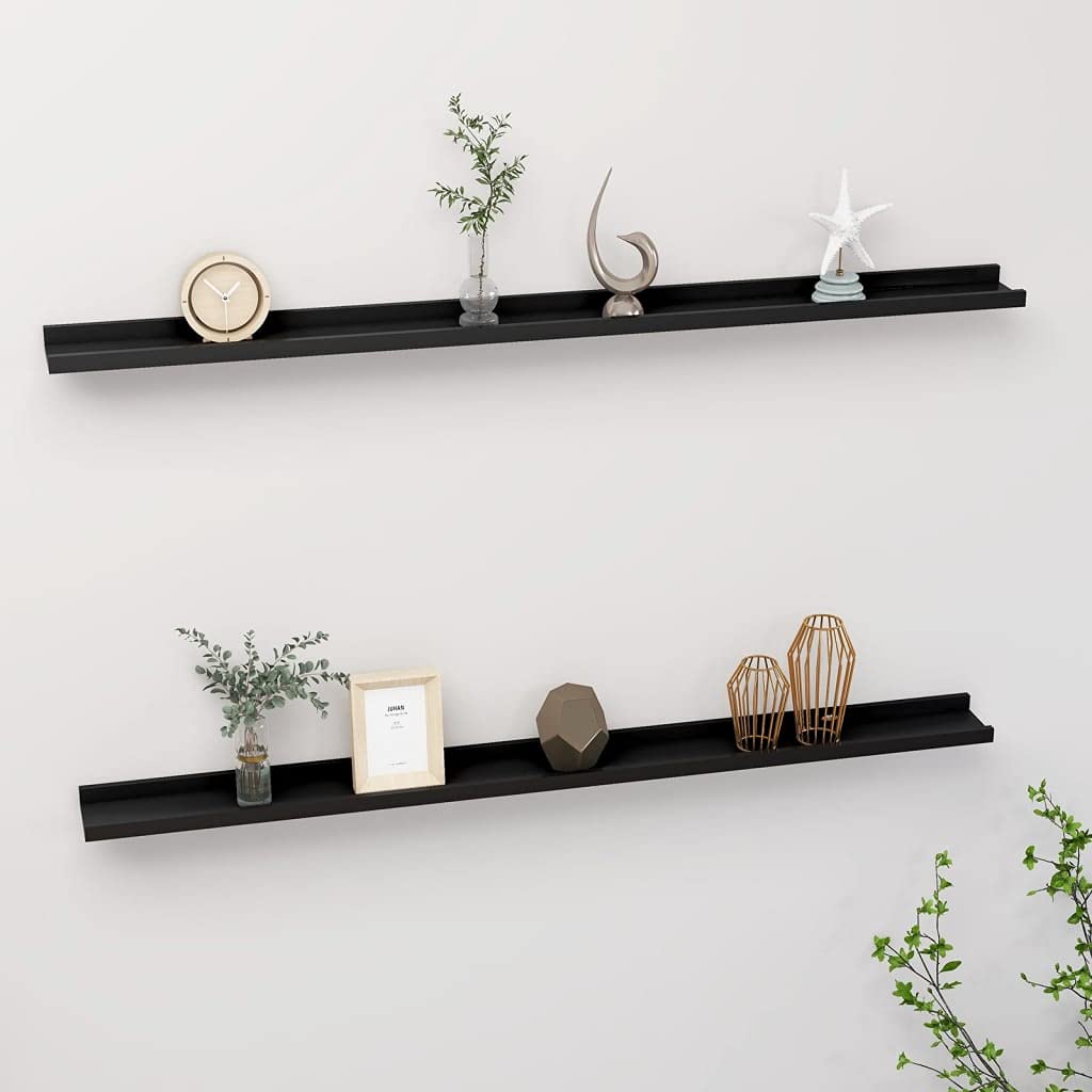 Wandregal Schwarz 115x9x3 cm aus MDF Schweberegal für Wohnzimmer Küche und Bad mit 5kg Tragkraft Dekoratives Wandboard
