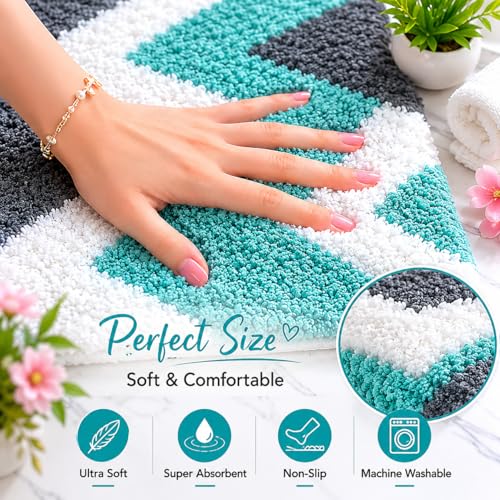 Image of Cotton Door Mat | Water Absorbent, Anti-Skid, Machine Washable Floor Mat | Soft Microfiber Carpet for Home, Living Room & Bedroom | Premium Decorative Mat (Multy, Rectangular)