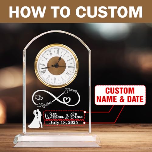 Personalized Crystal Wedding Clock, Together Forever Engraved, Personalized Anniversary Clock, Crystal for Him or Her - Image 6