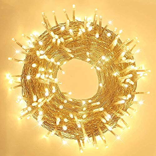 OZS 82FT 200LED String Lights Indoor Outdoor, Clear Wire Warm White Christmas Lights with 8 Modes, Plug in Fairy String Lights for Garden Patio Bedroom Wall Decor