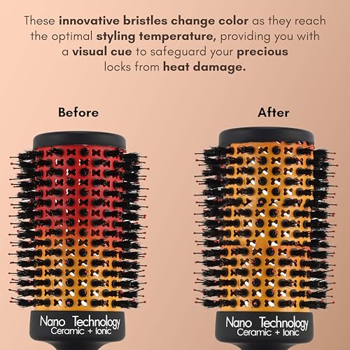 Image of Beaute Secrets Thermal Color Changing Heat Activated Round Brush-Hair Brush -Blow Dryer Brush- Detangling Brush - Reduces Frizz and Adds Volume - Defined Curls, Volume & Root-Lift -53mm Dryer Brush