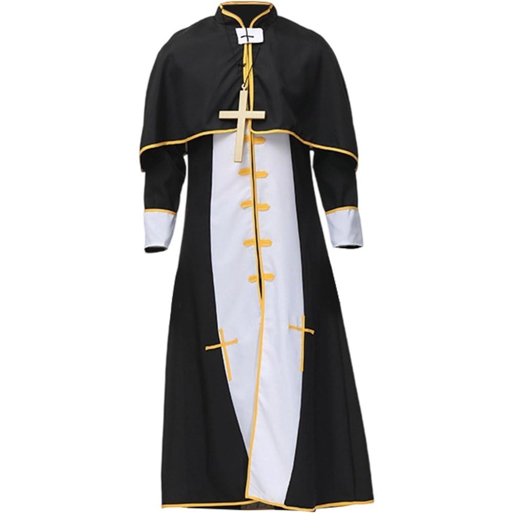 Robe de prêtre noire costume de performance adulte pour un cosplay réussi