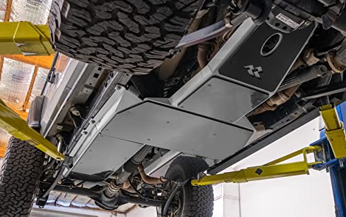 Image of Rugged Ridge Gas Tank /Exhaust Skid Plate | Black, Aluminum | 18003.53 | Fits 2018-2023 Jeep Wrangler JL 4 Door