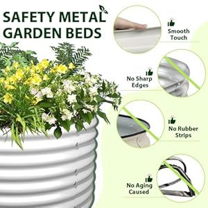 A anleolife 6x3x2 ft galvanized raised garden beds outdoor 4 pack oval large metal deep root planter box for planting vegetables flowers herb anti rust easy setup antique white  urban country home decor