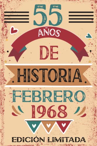 55 Años De Historia Febrero 1968: Libro de visitas, cuaderno, 110 páginas de felicitaciones, idea de regalo, regalo Para la esposa, novia, mujer, La madre