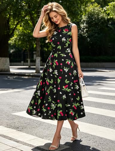 Image of Simple Flavor Women's Vintage Dress Sleeveless O-Neck Party Cocktail Dress