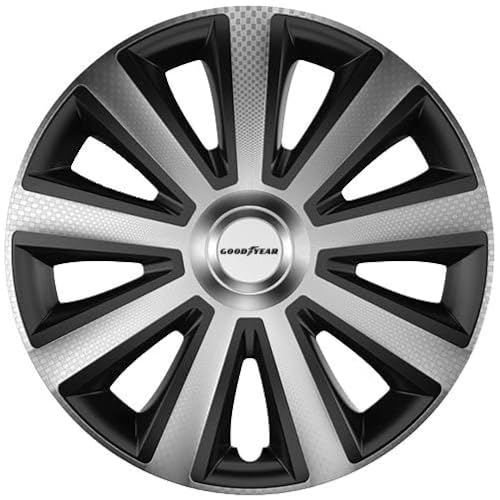 Goodyear Auto Radzierblenden Radkappen Radblenden „Memphis Carbon“, 4er Set, 40,64 cm (16 Zoll), Schwarz/Silber
