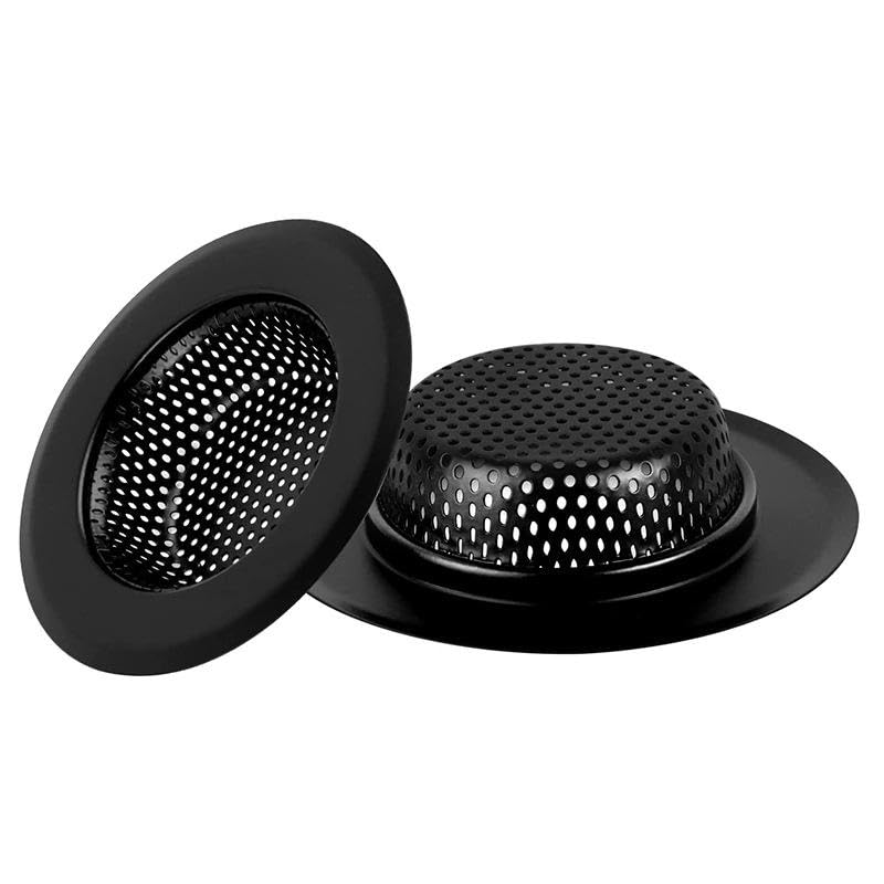 Image of Stainless Steel Kitchen Sink Strainer (Black Round Shape Sink Strainer)