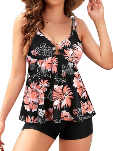 Tankini push up galbant avec haut élégant et maillot de bain taille haute gainant