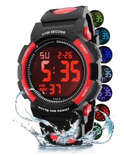 Image of Edillas Kids Digital Watch 7 Colors 50M Waterproof Sport Alarm Boys 7-15