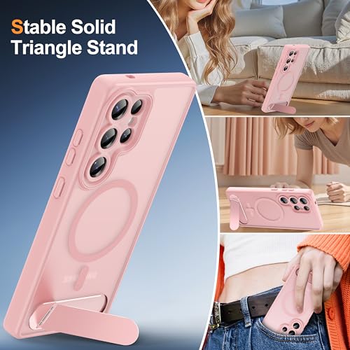 AMILIFECASES Magnetic for Samsung Galaxy S25 Ultra Case, [Compatible with MagSafe][Full Camera Protection][Built-in Invisible Kickstand] Translucent Matte Phone Case for S25 Ultra 6.9" - Pink - image 8
