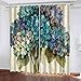 Produktbild CJKTEZ Blickdicht Vorhang mit Ösen Aquarell Pflanzenstrauß Gardine Vorhänge Ösenvorhang Ösenschal Thermovorhänge Fensterschal für Schlafzimmer Wohnzimmer Babyroom Haus Dekoration 200cm B X 160cm H