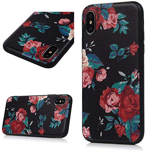 YOKIRIN iPhone Xs Case (2018), Printed Floral Shock-Absorption Soft TPU Rubber Skin Gel Bumper Crystal Colorful Butterfly Anti-Scratch Fingerprint Ultra Thin Slim Protective Cover for iPhone X 2017