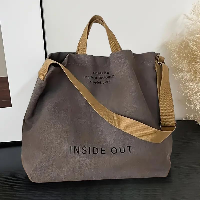 Canvas Large Capacity Tote Bag for Women, Summer Crossbody Bags with Zip Closur, Shoulder Bag with Adjustable Strap