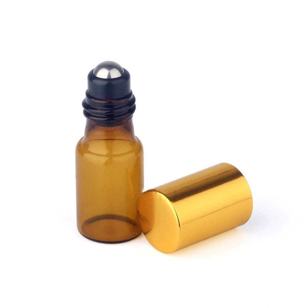 Roll On Vuoto per Oli Essenziali Porta Profumo da Viaggio Bottiglie Roller per Oli Essenziali Fragranza di Bottiglie di Vetro Gold