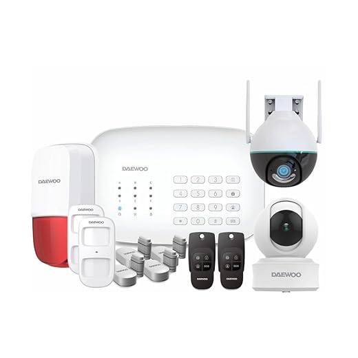 Daewoo Pack Premium | Alarme Maison sans Fil WiFi GSM Connectée avec Sirène Extérieure | 2 Caméras De Surveillance | Compatible avec Amazon Alexa, l’Assistant Google