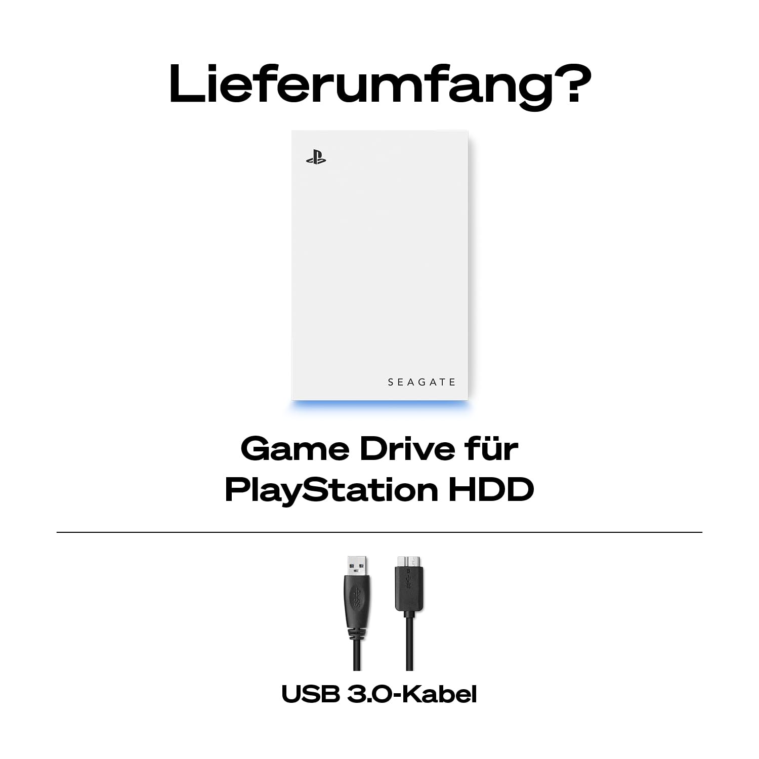Seagate Game Drive PS4/PS5 2TB tragbare externe Festplatte 2.5 Zoll USB 3.0 weiß