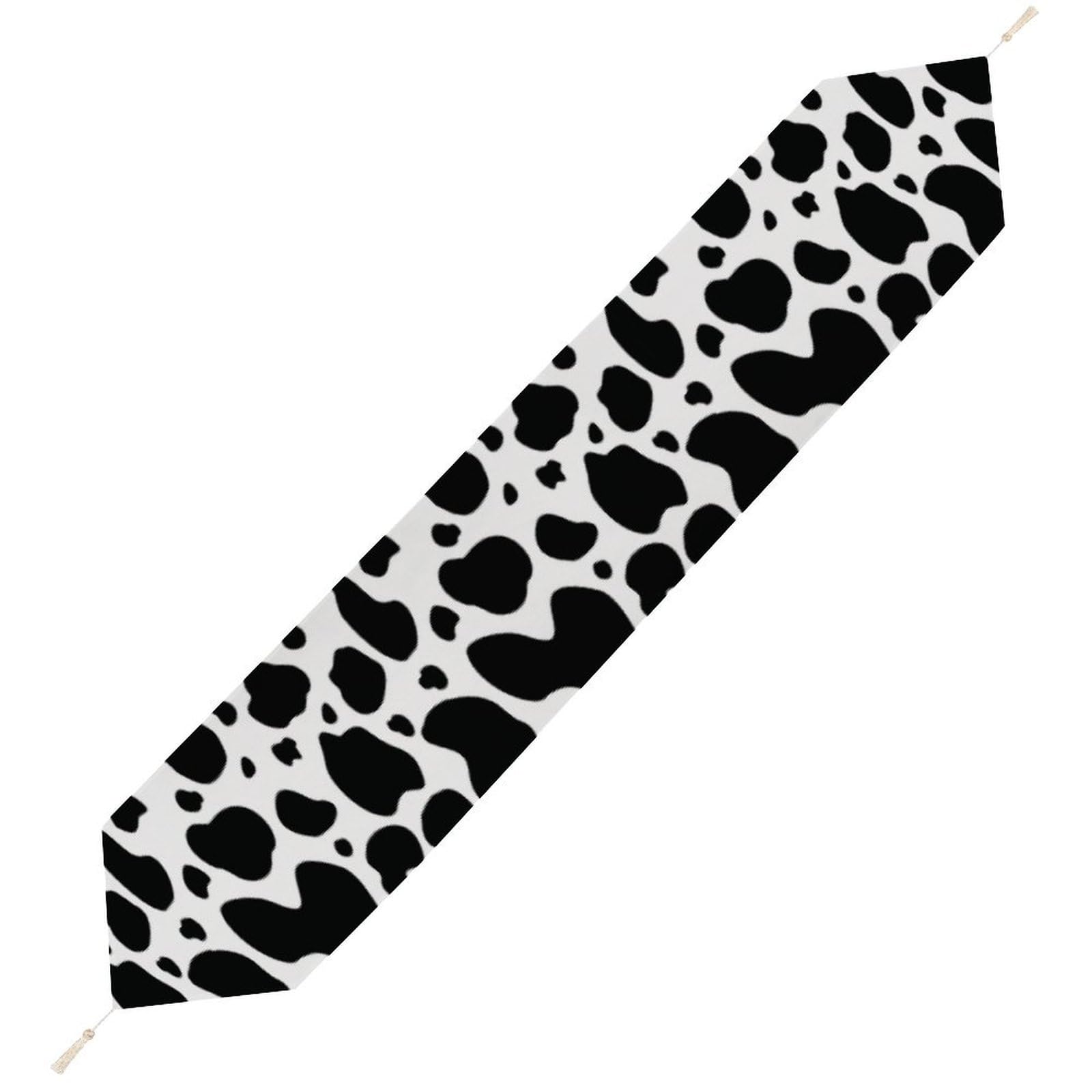JZemdybill 229*33cm Table Runner with Tassel, Cow Print Table Runner, Table Decoration for Kitchen, Party, Restaurant