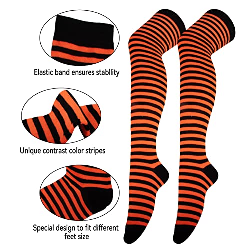 Image of Over Knee Rainbow Thigh High Socks Cosplay Accessories for Women Fashion Wild Long Striped Leg warmers