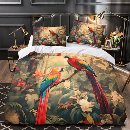 Housse de couette microfibre ultra douce imprimé perroquet - 2