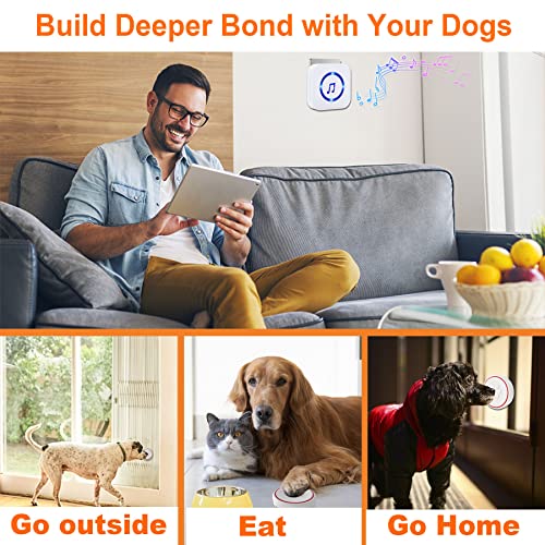 Chunhee Wireless Dog Doorbells For Potty Training Doggies Door Bell For Doggie Training Waterproof Touch Button 52 Melodies 5 Volume Levels Led Flash, 2 Receiver + 4 Transmitters #TOP2