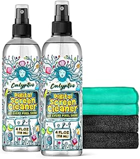 Calyptus Screen Cleaner Spray Kit | 8 Ounces + 4 Screen Cloths | Plant Based Power | USA Made | Cleans TV, iPad, Laptop, Phone Screen Cleaner, Tablet, MacBook