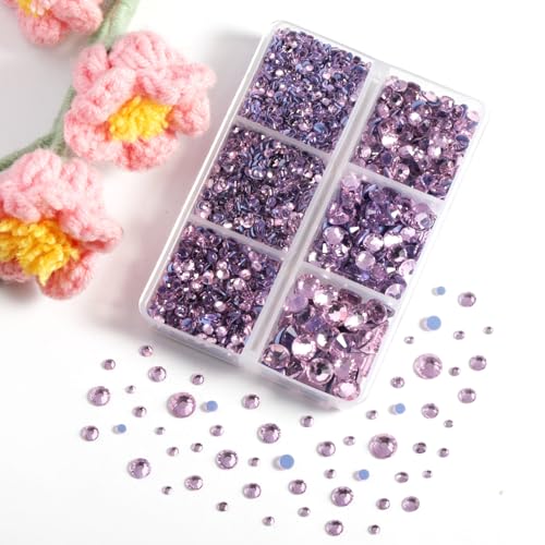 Image of BEADSLAND Hotfix Rhinestones, 4000 PCS Pink Rhinestones for Clothes Crafts Mixed 6 Sizes with Wax Pencil and Tweezers Kit, SS6-SS30, Light Pink