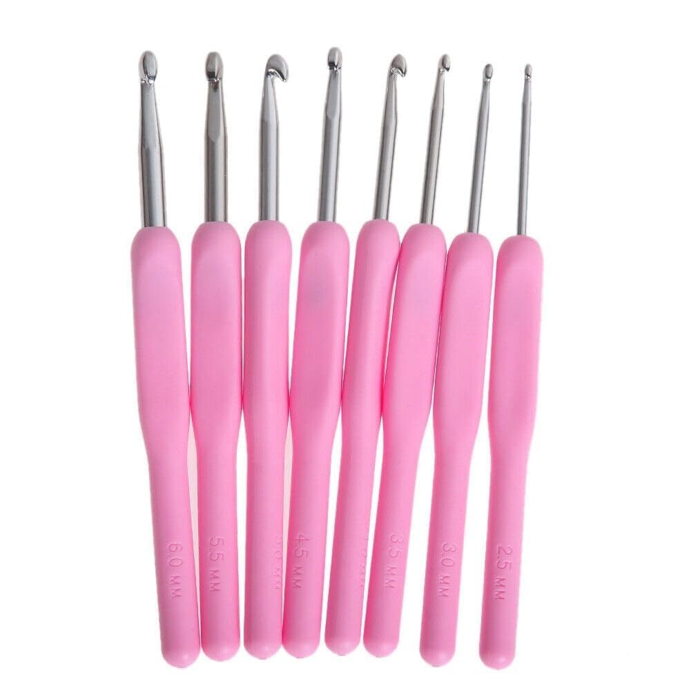 8-Piece Crochet Hook Set – Soft Plastic Handle Crochet Needles for Knitting and Yarn Craft Projects | Lightweight Crochet Kit for Beginners and Professionals (Pink)-image-23