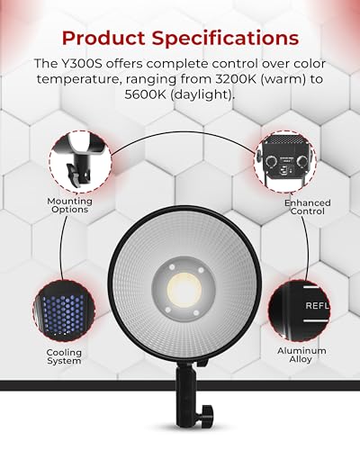 Image of Reflex Camera Professional 300W Dimmable Bi-Color Bowens LED COB Studio Light 3200K-5600K Adjustable, Portable, Warm to Daylight Adjustment, U Bracket with 360 Degree Movement Continuous Light