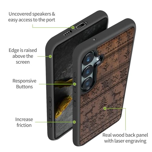Étui bois Samsung S23 FE motif cerf de Noël, une idée cadeau idéale