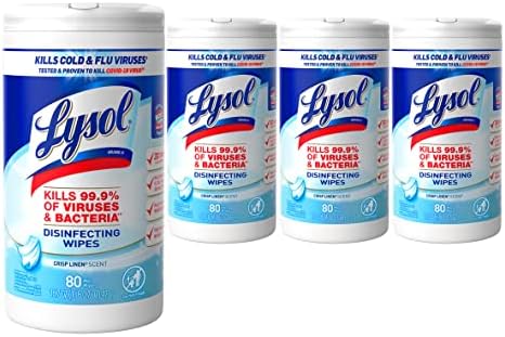 Lysol Disinfectant Wipes, Multi-Surface Disinfectant Cleaning Wipes, For Disinfecting and Cleaning, Crisp Linen, 80 Count (Pack of 4) Lysol Disinfectant Wipes, Multi-Surface Disinfectant Cleaning Wipes, For Disinfecting and Cleaning, Crisp Linen, 80 Count (Pack of 4)