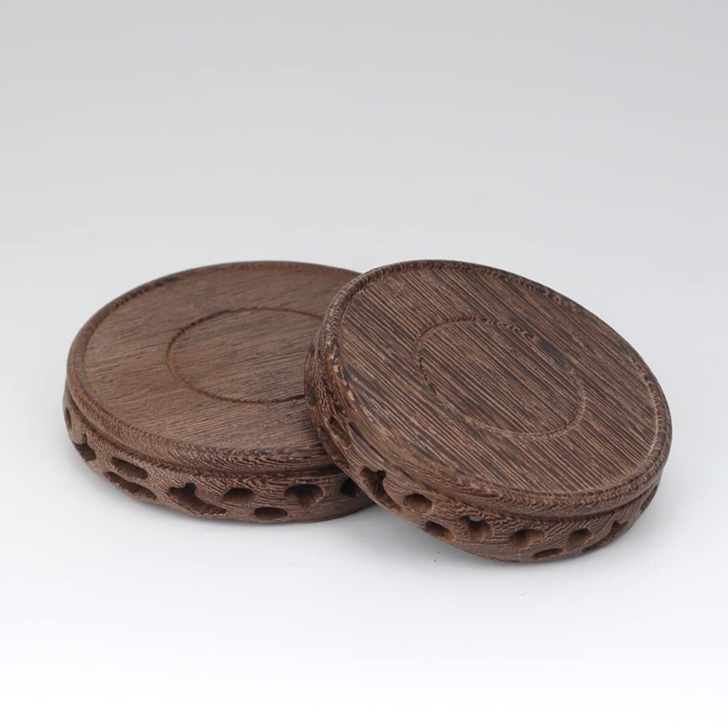 Base per Vaso di Fiori da Interno, espositore per Bonsai, Fatto a Mano, in Legno di wengé Ebano, Base Rotonda in Legno, sottobicchiere per tè, Base per Vaso di Argilla Viola p