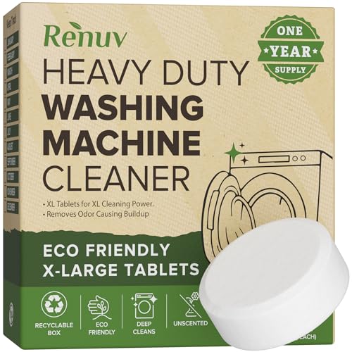Renuv® Heavy Duty Washing Machine Cleaner & Descaler, 12 XL Tablets