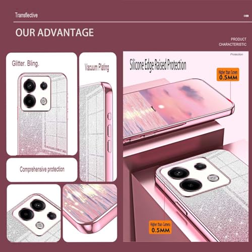 YUECXIN Case for Xiaomi Redmi Note 13 5G, Gradient Bling Shiny Cardstock Sparkle Design Soft TPU Silicone Cover - Image 4
