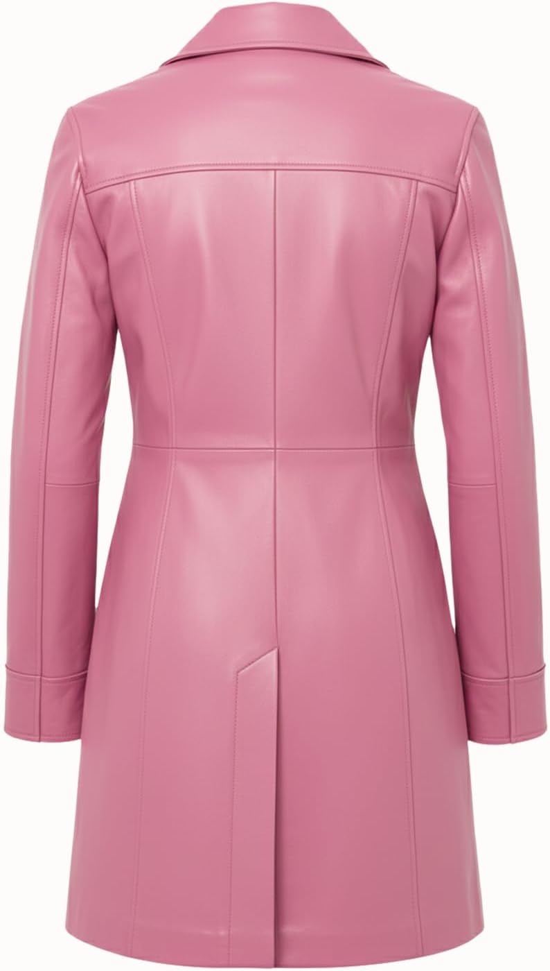 Leather Car Coats For Women 3/4 Real Lambskin Leather Coats For Women's Stylish Premium Car Coat - Image 4