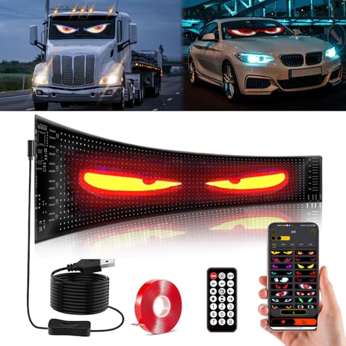 52in*7.5in Devil Eyes Light for Cars, Programmable Devil Eyes Light for Windshield, Flexible LED Eyes for Car, Led Eyes for Car Windshield for Windows of Cars and Small to Medium-Sized Trucks