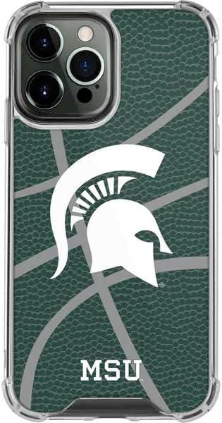 Skinit Clear Phone Case Compatible with iPhone 14 Pro Max - Officially Licensed Michigan State University Green Basketball Design