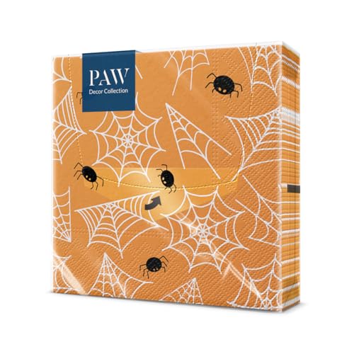 PAW - Servilletas de Papel 3 Capas (33 x 33 cm) | 20 Unidades | Servilletas Decorativas con Temática de Halloween | Ideal para Decoración Halloween Eventos | Color: Spider's Web