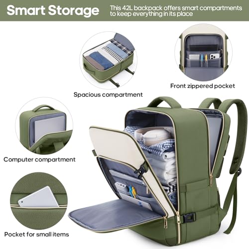 Image of Luggage Sets 3 Piece, Carry On Luggage 20In With Spinner Wheels,PC Hardside Suitcase Set with TSA Lock,Durable Carry On Suitcase With Travel Backpack for Men (Military Green, 3 piece set (BP /20inch))