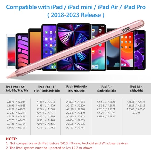 Image of Stylus Pen for iPad 2018-2023 with Palm Rejection, Active Pencil for iPads 10th /9th /8th /7th /6th, for iPad Pro 11 /12.9 inch, for iPad Air 5th /4th /3th Gen, for iPad mini 6th /5th Gen (Rose Gold)