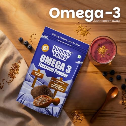 Image of Yummy Valley Omega 3 Flaxseed Powder, 230g | Cold Milled Rich | 4.5g ALA per Serve | High Protein High Fibre | Vegan Plant Based Superfood | Gluten Free | Daily Wellness Nutrition for Women & Men