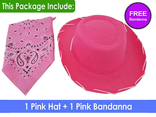 Pink Cowgirl Hat With Western Bandanna Dress Up Woody Costume For Kids Boys Girls Toddler Wild Toy Story, Best Decorations Pinata Halloween, Christmas, Birthday And Farm Sheriff #TOP1