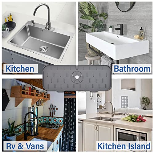 Sink Protectors For Kitchen Sink, Advanced Sink Splash Guard, Practical Silicone Mat For Kitchen And Bathroom Sink, 3Pcs, Adjustable Ring Sink Organizers, Thick Silicone Splash Guard For Sink #TOP4