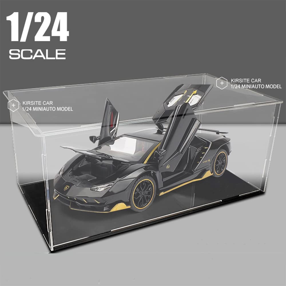 Clear Acrylic Display Case with Black Acrylic Base for 1:24 or 1:32 Scale Vehicle Model, Simple Self-Assembly Dustproof Showcase, Display Box for Diecast Cars,Collectibles(10x6x4 inch;25x15x10 cm) 2