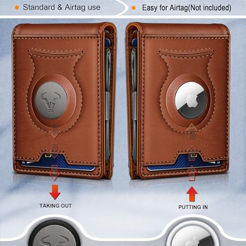 BULLIANT Men Airtag Wallet,Slim Wallet RFID Blocken for Gift Men 11Cards-Seamless Apple Airtag Compatible3