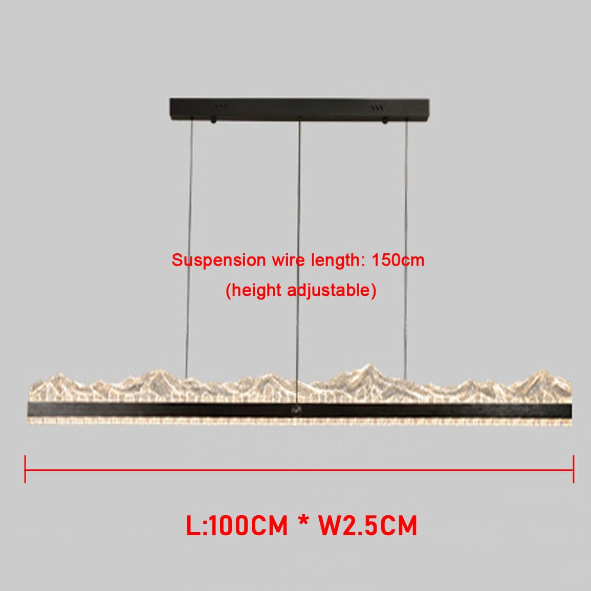 Lampe Suspendue linéaire Moderne À LED,led lampe de salle à manger, Noir Lustre Intensité Variable Avec Télécommande, suspendue led Hauteur Réglable, Lustre Pour Hall, Chambre À Couc (Noir, 100CM)