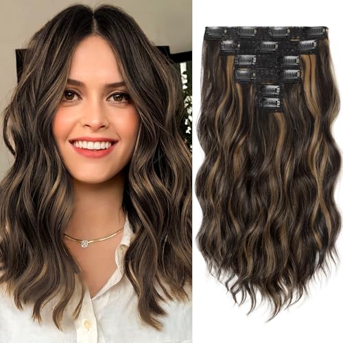 KooKaStyle Clip in Hair Extensions 6PCS Short Synthetic Hair Exte...