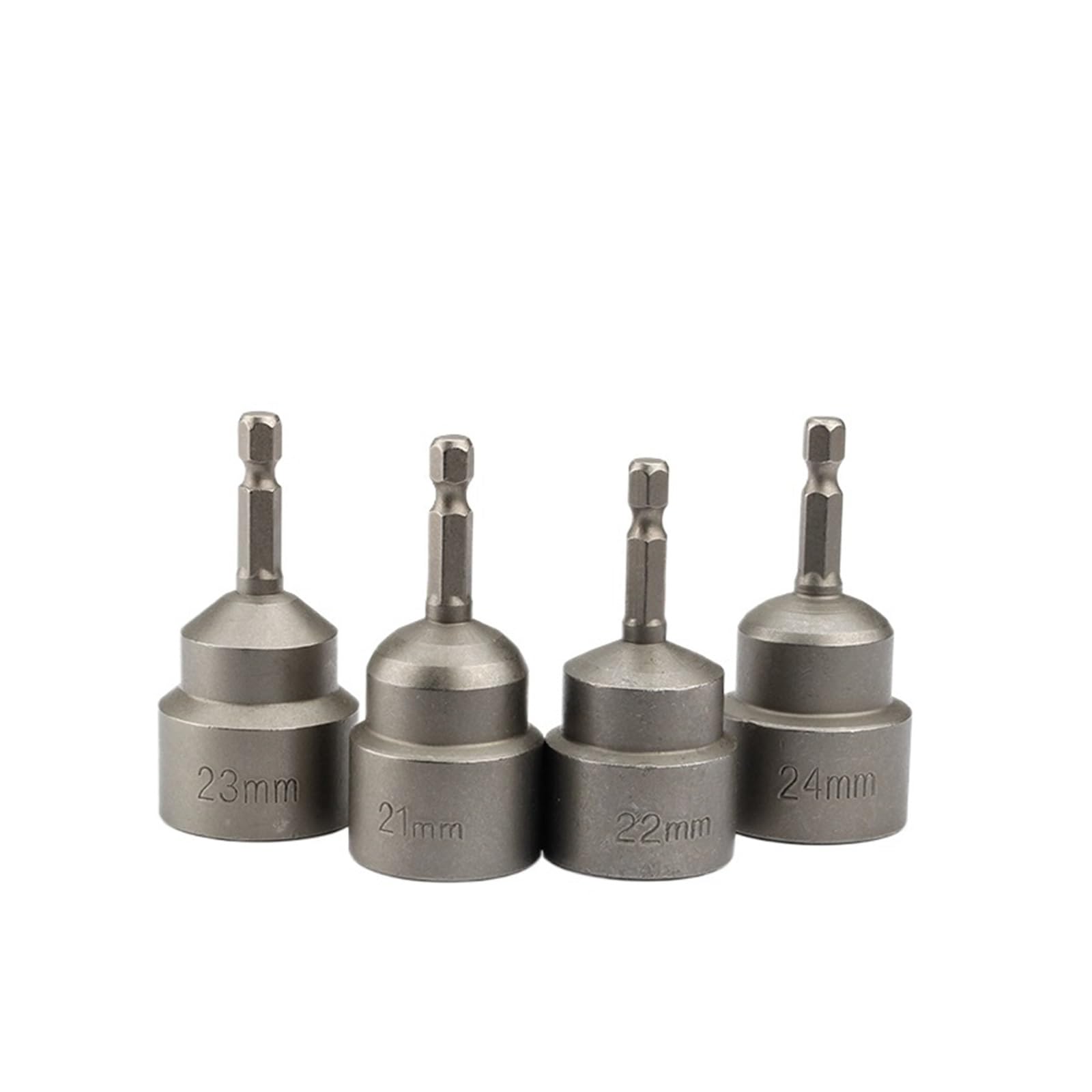Set di giradadi for cacciavite magnetico a energia elettrica Punta a bussola for chiave metrica con gambo esagonale da 1/4".(4pcs 21-24mm no magn)